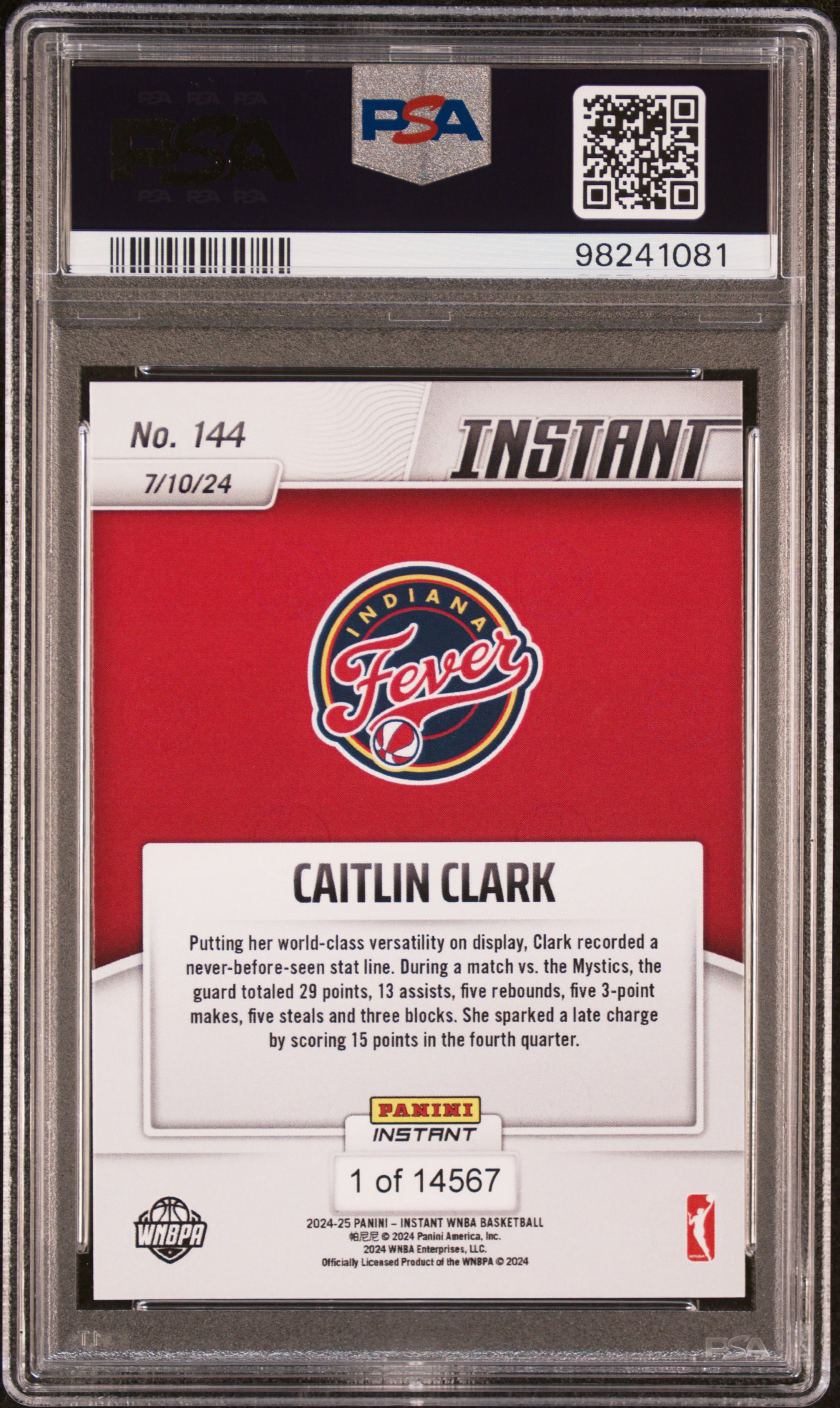 2024 PANINI INSTANT 144 WNBA CAITLIN CLARK RC STORICA STAT LINE - Foto 7