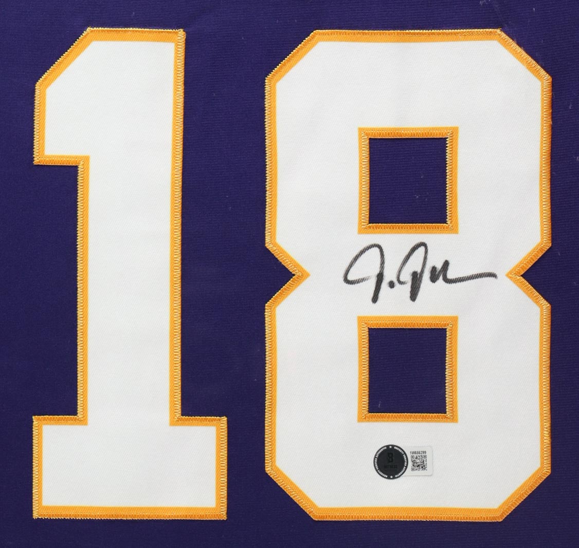 Justin Jefferson Signed Custom Framed Jersey Display (Beckett) at PristineAuction.com Justin Jefferson Signed Custom Framed Jersey Display (Beckett) at PristineAuction.com