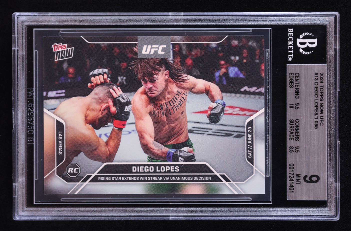 Diego Lopes 2024 Topps Now UFC #13 RC (BGS 9) | Pristine Auction