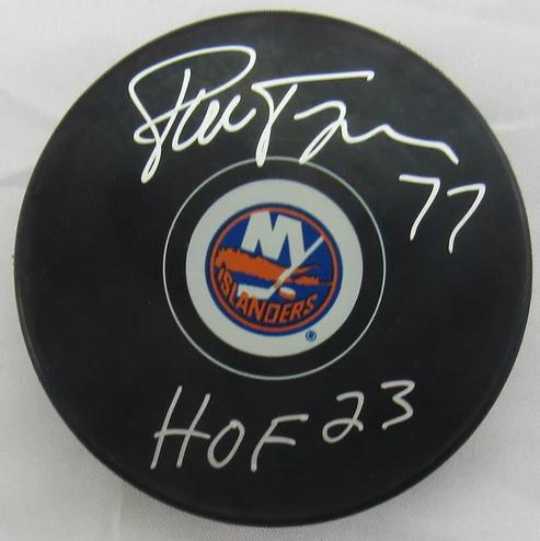 Pierre Turgeon Signed Islanders Logo Hockey Puck Inscribed "HOF 23" (JSA) at PristineAuction.com Pierre Turgeon Signed Islanders Logo Hockey Puck Inscribed "HOF 23" (JSA) at PristineAuction.com