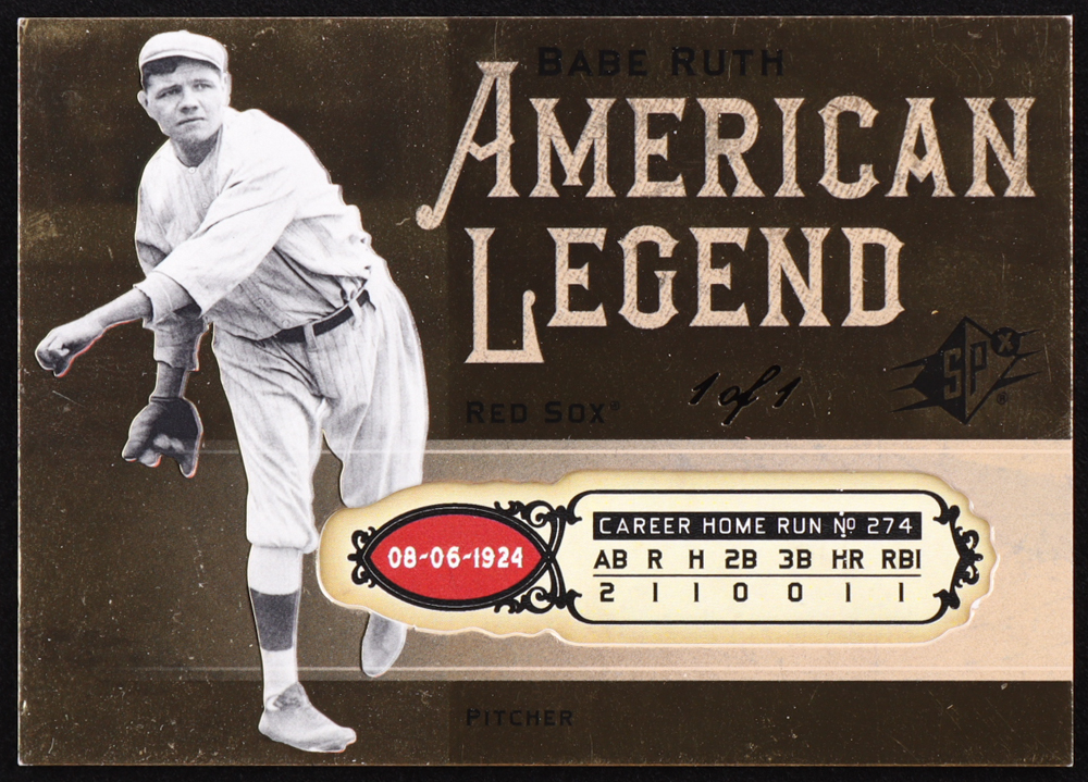 Babe Ruth 2008 SPx Babe Ruth American Legend #BR3 #1/1 | Pristine Auction