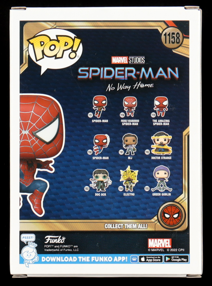 Tobey Maguire Signed "Spider-Man: No Way Home" #1158 Friendly Neighborhood Spider-Man Funko Pop! Vinyl Figure (ACOA) at PristineAuction.com Tobey Maguire Signed "Spider-Man: No Way Home" #1158 Friendly Neighborhood Spider-Man Funko Pop! Vinyl Figure (ACOA) at PristineAuction.com