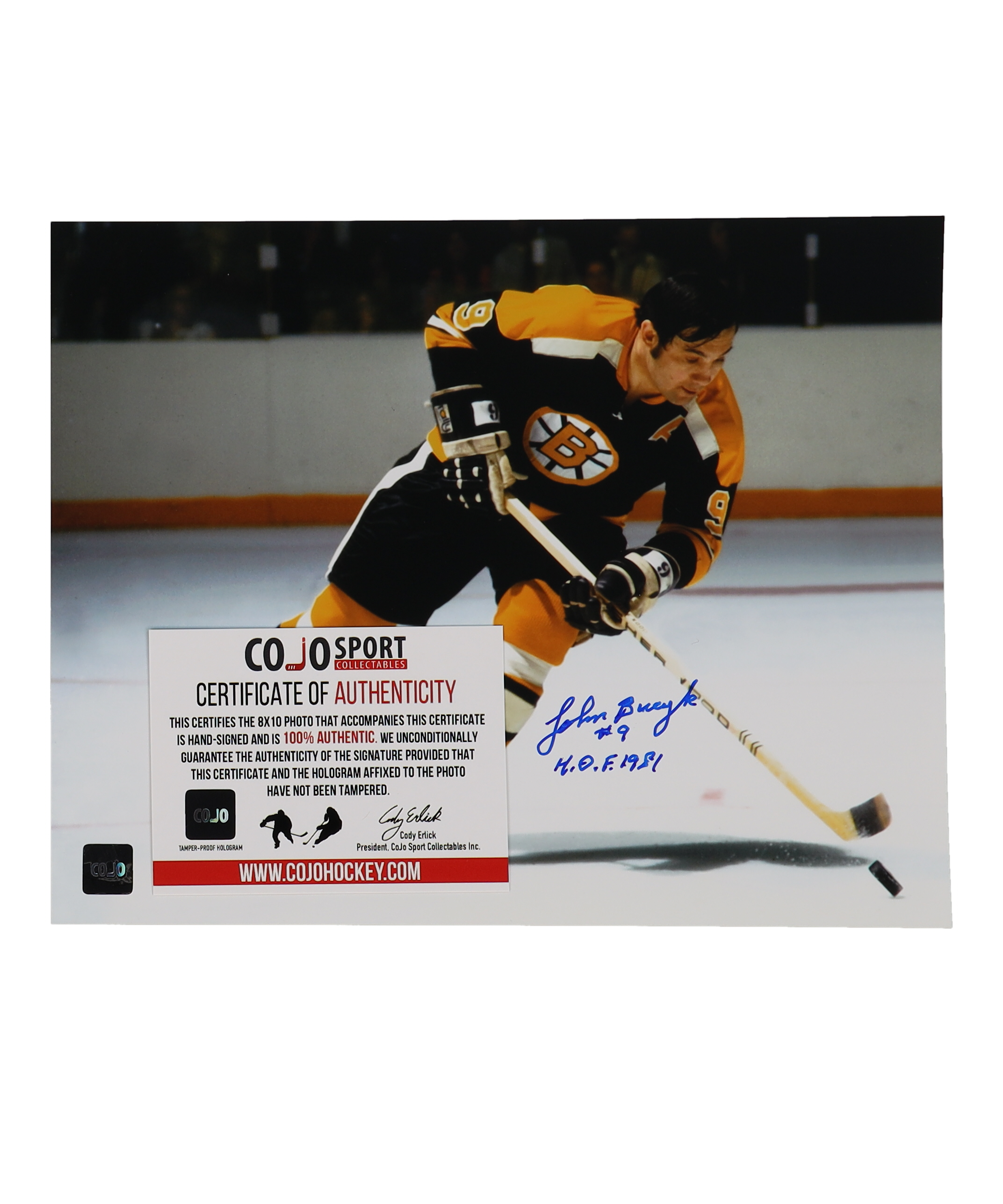 Johnny Bucyk Signed Bruins 8x10 Photo Inscribed "HOF 1981" (COJO) at PristineAuction.com Johnny Bucyk Signed Bruins 8x10 Photo Inscribed "HOF 1981" (COJO) at PristineAuction.com