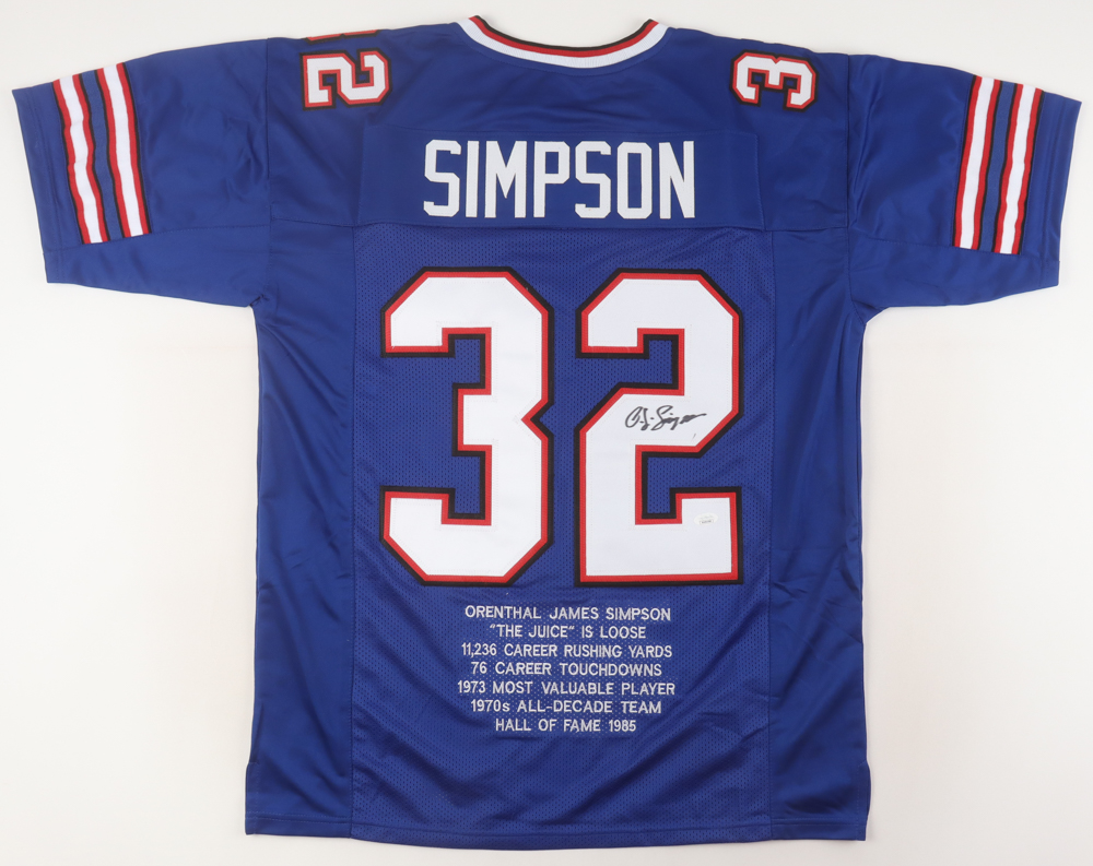 O.J. Simpson Signed Career Highlight Stat Jersey (JSA) at PristineAuction.com O.J. Simpson Signed Career Highlight Stat Jersey (JSA) at PristineAuction.com