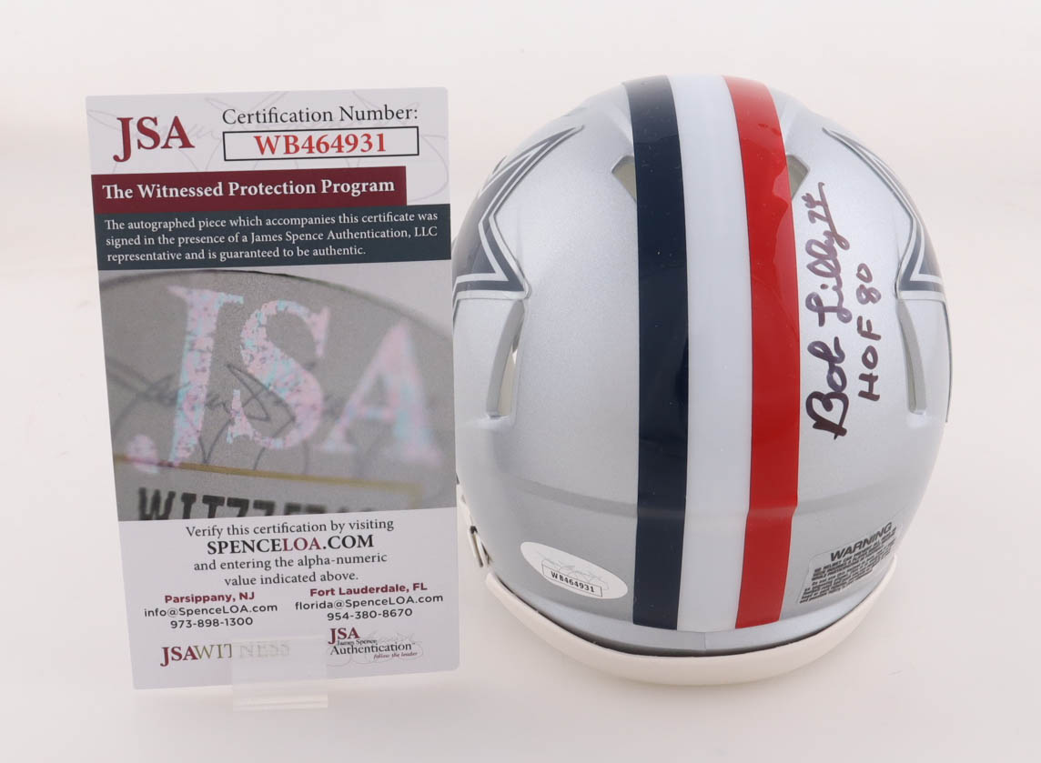 Bob Lilly Signed Cowboys Speed Mini Helmet Inscribed "HOF 80" & "SBVI Champs" (JSA) at PristineAuction.com Bob Lilly Signed Cowboys Speed Mini Helmet Inscribed "HOF 80" & "SBVI Champs" (JSA) at PristineAuction.com