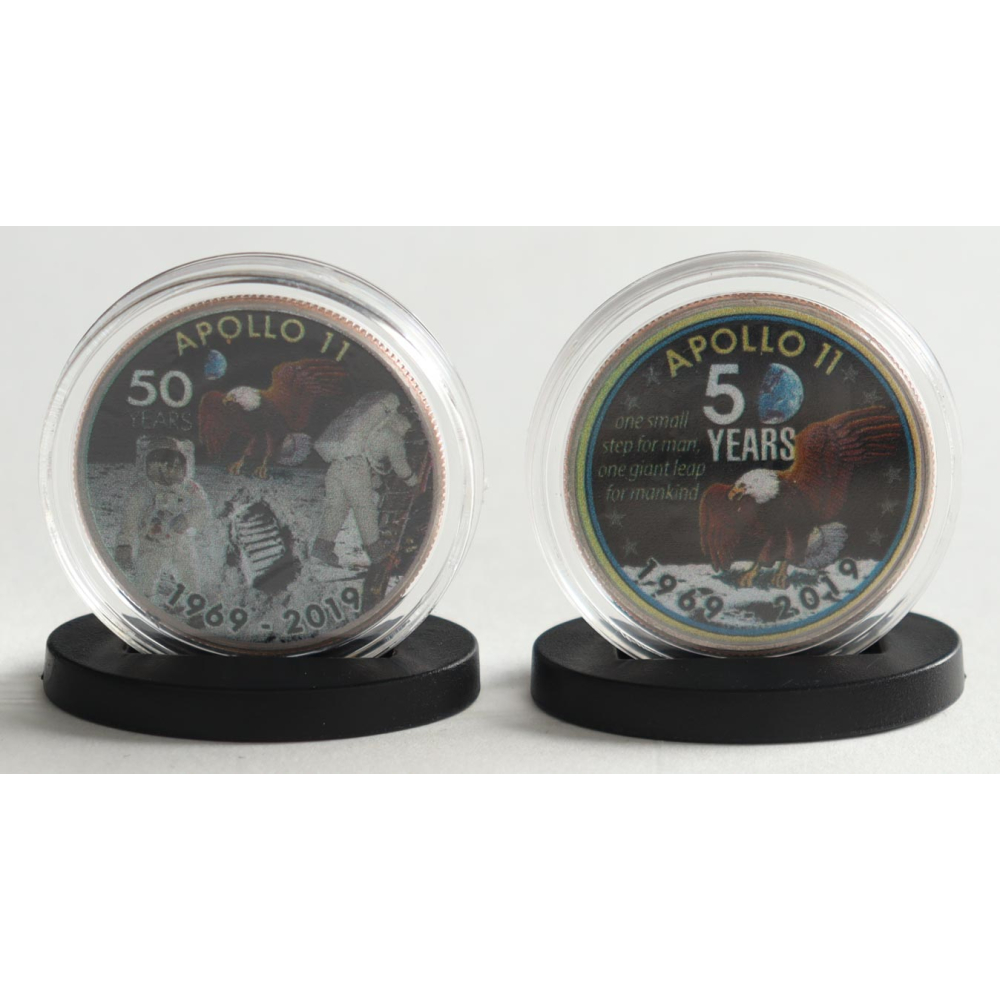 Apollo 11 Space Mission Colorized US Coin Set of (2) Half Dollars ...