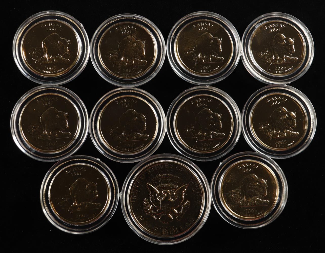 "The Wizard of Oz" Colorized US (11) 24 Kt Gold Plated Coin Set With Presentation Box at PristineAuction.com "The Wizard of Oz" Colorized US (11) 24 Kt Gold Plated Coin Set With Presentation Box at PristineAuction.com