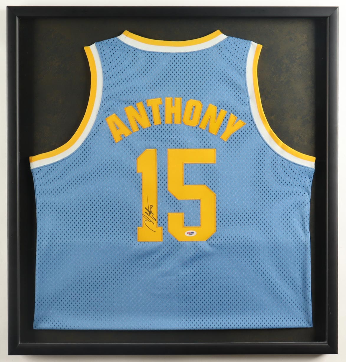 Carmelo Anthony Signed Custom Framed Jersey Display (PSA) at PristineAuction.com Carmelo Anthony Signed Custom Framed Jersey Display (PSA) at PristineAuction.com