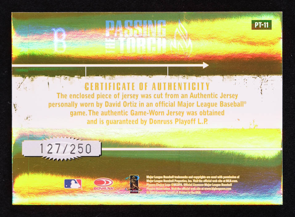 David Ortiz 2005 Donruss Elite Passing the Torch Jerseys #PT11 #127/250 at PristineAuction.com David Ortiz 2005 Donruss Elite Passing the Torch Jerseys #PT11 #127/250 at PristineAuction.com