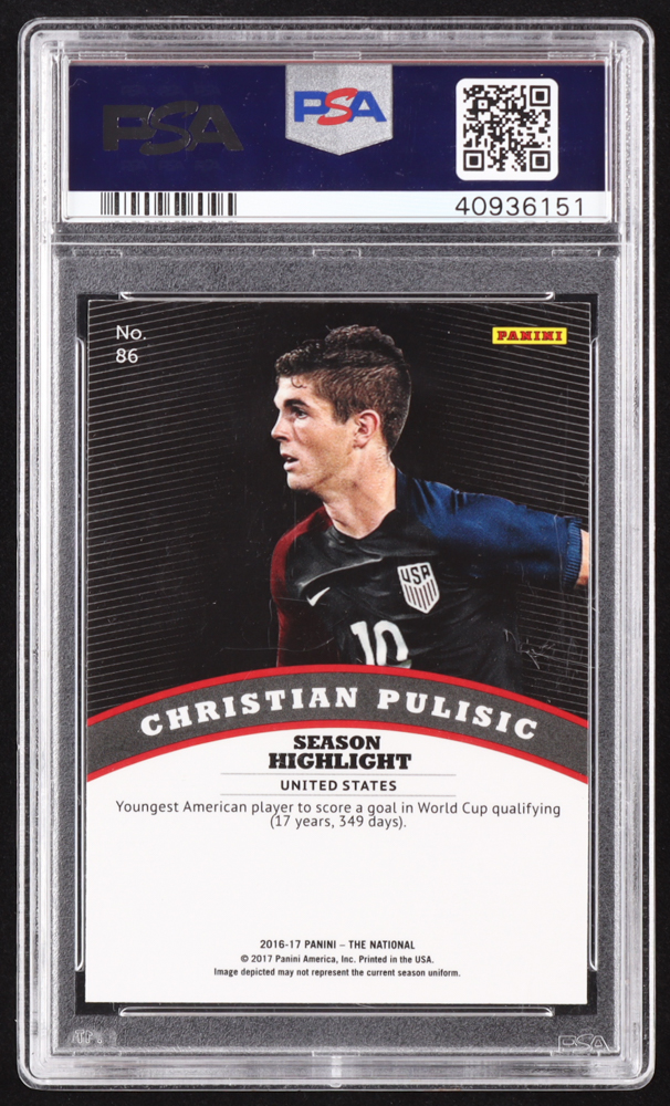 Christian Pulisic 2017 Panini National Convention VIP #86 SOC (PSA 9) at PristineAuction.com Christian Pulisic 2017 Panini National Convention VIP #86 SOC (PSA 9) at PristineAuction.com