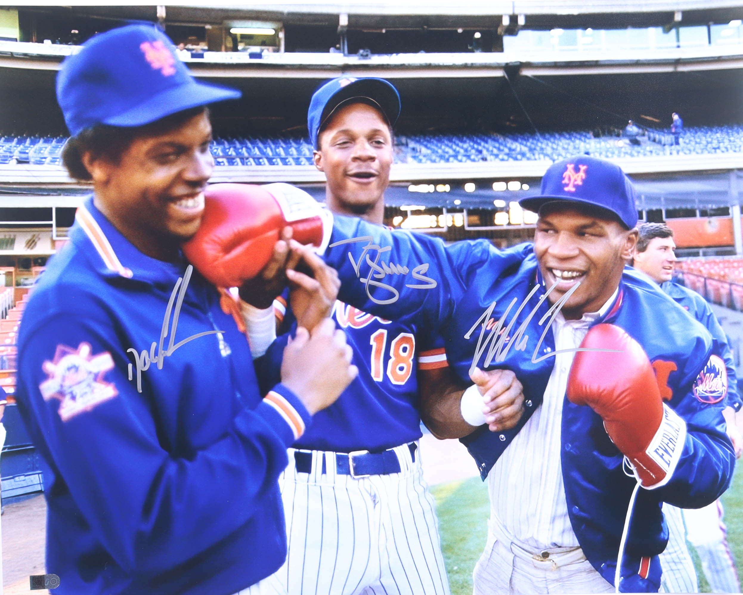 Dwight "Doc" Gooden, Darryl Strawberry & Mike Tyson Signed Mets 16x20 Photo (AIV) at PristineAuction.com Dwight "Doc" Gooden, Darryl Strawberry & Mike Tyson Signed Mets 16x20 Photo (AIV) at PristineAuction.com