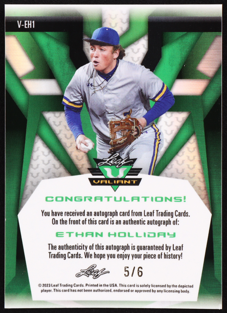 2023 Leaf Draft Silver Ethan Holliday RC Rookie #RS-38 – Oklahoma State, MLB Draft Pick