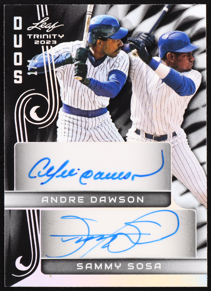Andre Dawson / Sammy Sosa 2023 Leaf Trinity Duos Autographs Spectrum Silver #DA1 #1/1 at PristineAuction.com Andre Dawson / Sammy Sosa 2023 Leaf Trinity Duos Autographs Spectrum Silver #DA1 #1/1 at PristineAuction.com
