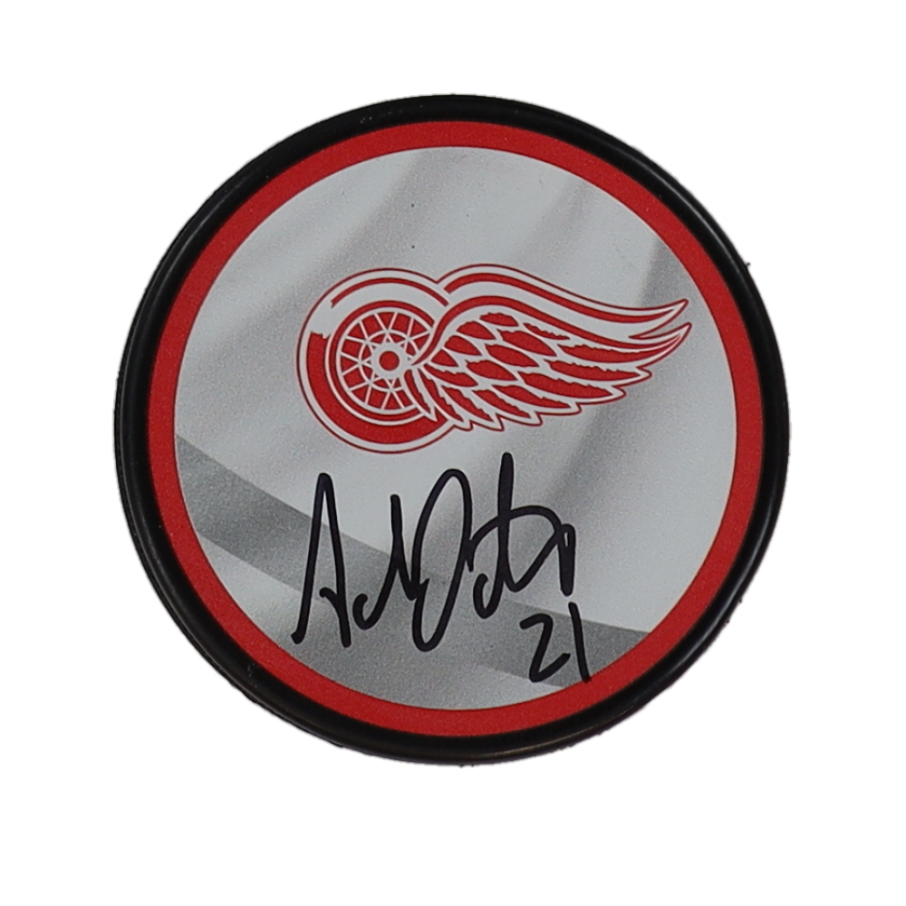 Adam Oates Signed Red Wings Logo Hockey Puck (COJO) at PristineAuction.com