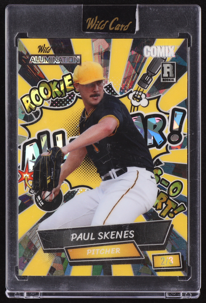 Paul Skenes 2024 Wild Card Alumination Comix All-Star! Crystal Black #ACYAPS2 RC #2/3 at PristineAuction.com Paul Skenes 2024 Wild Card Alumination Comix All-Star! Crystal Black #ACYAPS2 RC #2/3 at PristineAuction.com