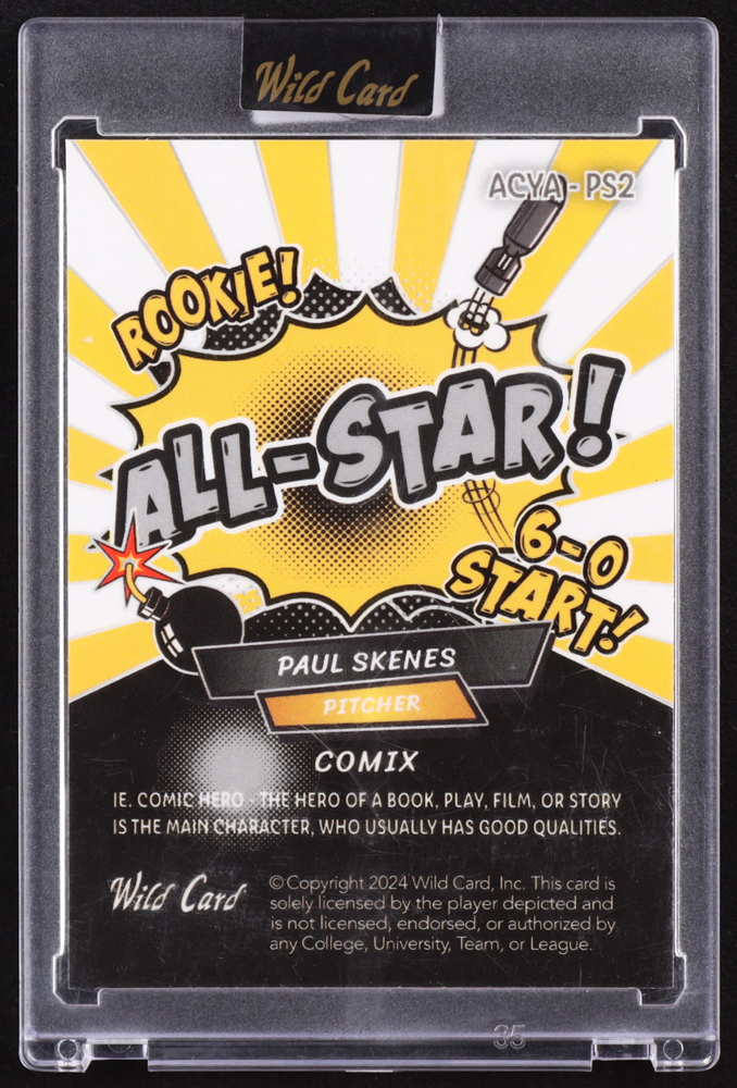 Paul Skenes 2024 Wild Card Alumination Comix All-Star! Crystal Black #ACYAPS2 RC #2/3 at PristineAuction.com Paul Skenes 2024 Wild Card Alumination Comix All-Star! Crystal Black #ACYAPS2 RC #2/3 at PristineAuction.com