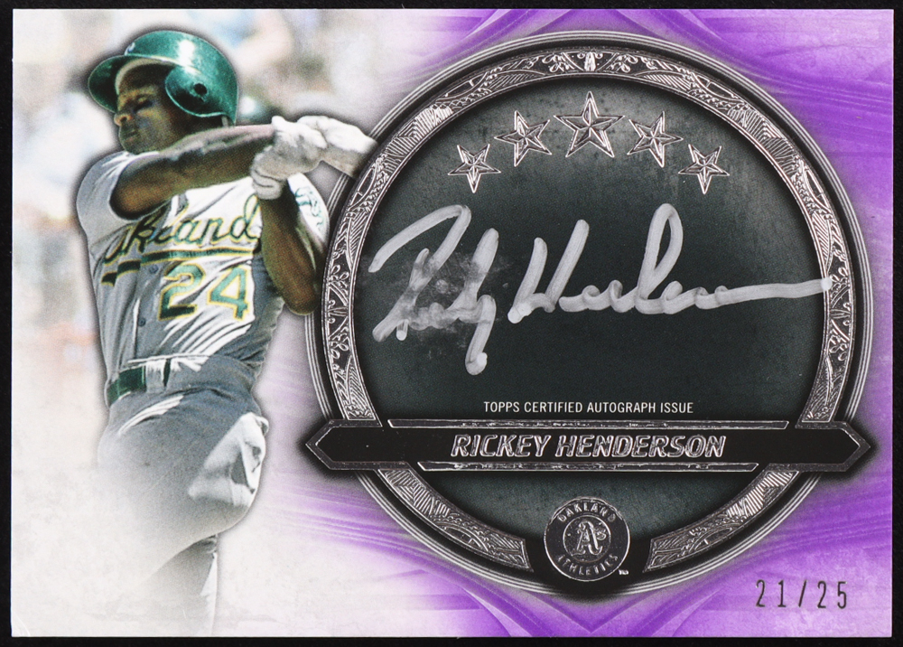 Rickey Henderson 2021 Topps Five Star Silver Signatures Purple #SSRH #21/25