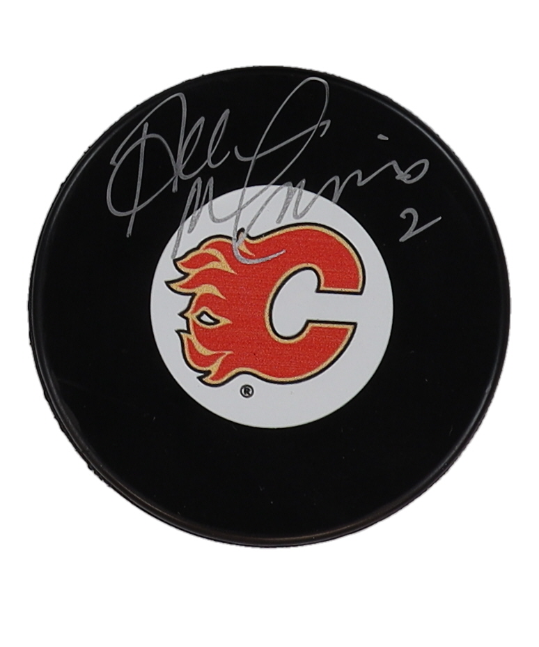 Al MacInnis Signed Flames Logo Hockey Puck (COJO) at PristineAuction.com Al MacInnis Signed Flames Logo Hockey Puck (COJO) at PristineAuction.com