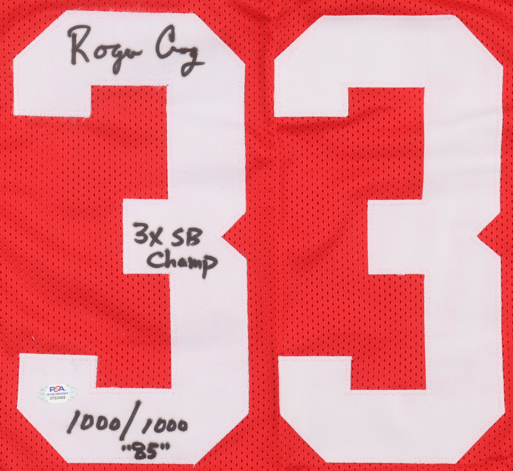Roger Craig Signed Jersey Inscribed "3x SB Champ" & "1000/1000 85" (PSA) at PristineAuction.com Roger Craig Signed Jersey Inscribed "3x SB Champ" & "1000/1000 85" (PSA) at PristineAuction.com