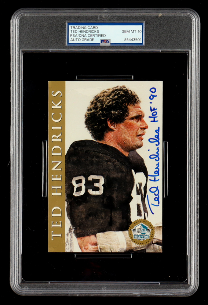 Ted Hendricks Signed Hall of Fame Signature Series Card Inscribed "HOF '90" (PSA | PSA Auto Grade 10) at PristineAuction.com Ted Hendricks Signed Hall of Fame Signature Series Card Inscribed "HOF '90" (PSA | PSA Auto Grade 10) at PristineAuction.com