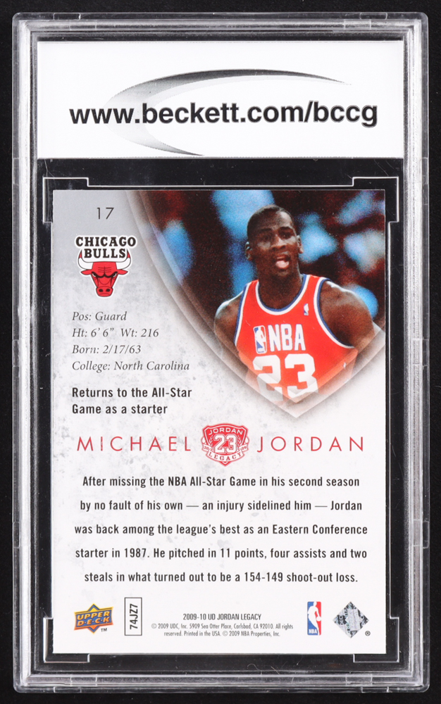 Michael Jordan 2009-10 Upper Deck Michael Jordan Legacy Collection Gold #17 (BCCG 10) at PristineAuction.com Michael Jordan 2009-10 Upper Deck Michael Jordan Legacy Collection Gold #17 (BCCG 10) at PristineAuction.com
