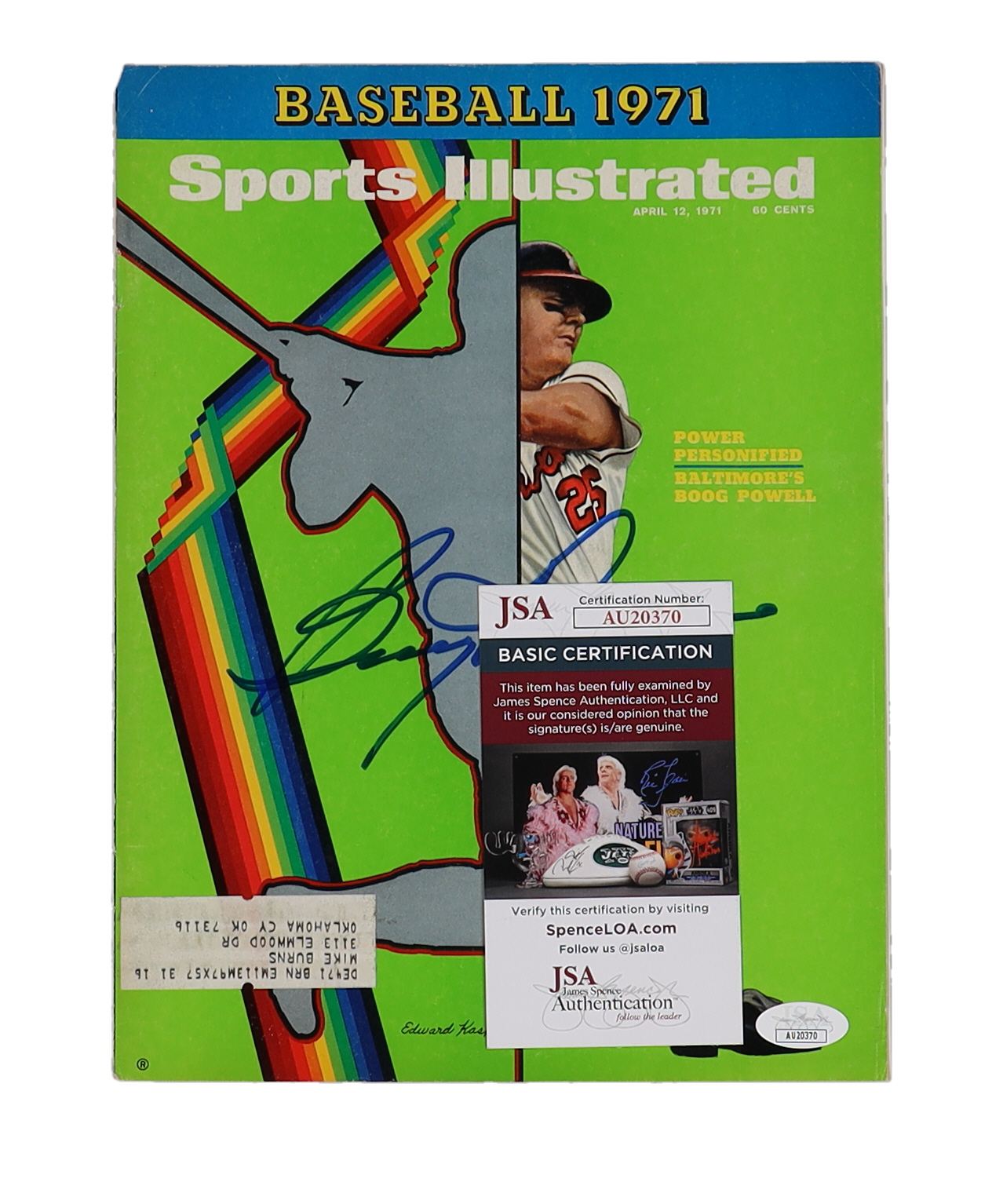 John "Boog" Powell Signed 1971 Sports Illustrated Magazine Cover (JSA) at PristineAuction.com John "Boog" Powell Signed 1971 Sports Illustrated Magazine Cover (JSA) at PristineAuction.com