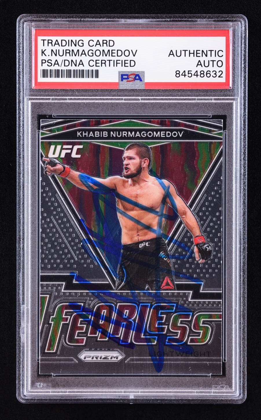 Khabib Nurmagomedov Signed 2021 Panini Prizm Fearless UFC #22 (PSA) at PristineAuction.com Khabib Nurmagomedov Signed 2021 Panini Prizm Fearless UFC #22 (PSA) at PristineAuction.com