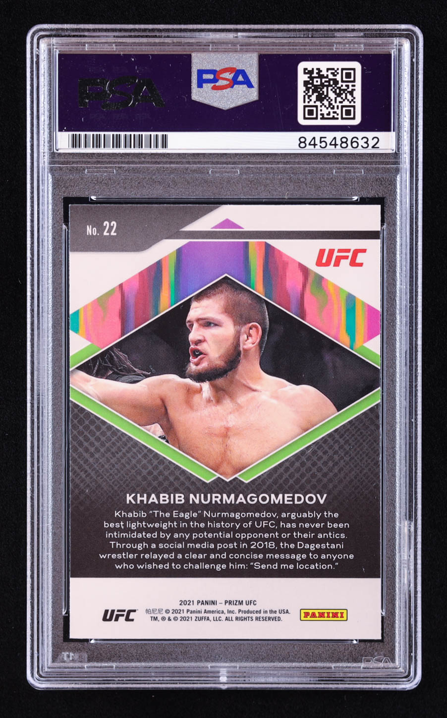 Khabib Nurmagomedov Signed 2021 Panini Prizm Fearless UFC #22 (PSA) at PristineAuction.com Khabib Nurmagomedov Signed 2021 Panini Prizm Fearless UFC #22 (PSA) at PristineAuction.com