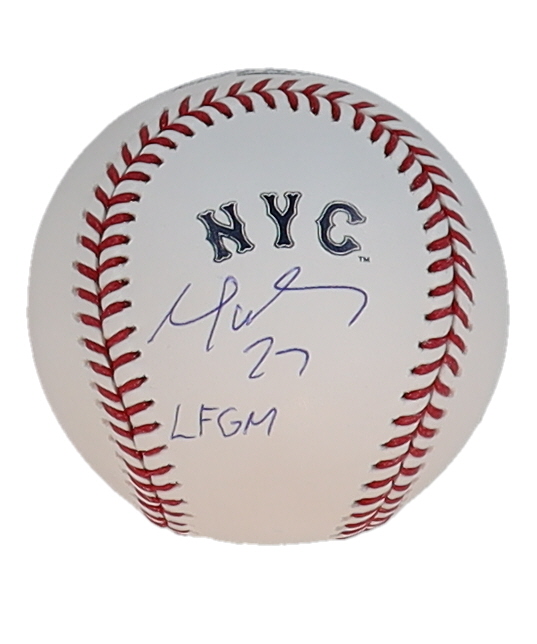 Mark Vientos Signed OML Mets City Connect Logo Baseball Inscribed "LFGM" (Beckett) at PristineAuction.com Mark Vientos Signed OML Mets City Connect Logo Baseball Inscribed "LFGM" (Beckett) at PristineAuction.com