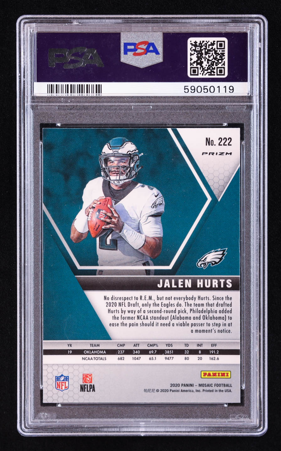 Jalen Hurts 2020 Panini Mosaic Mosaic Camo Pink #222 RC (PSA 10) at PristineAuction.com Jalen Hurts 2020 Panini Mosaic Mosaic Camo Pink #222 RC (PSA 10) at PristineAuction.com