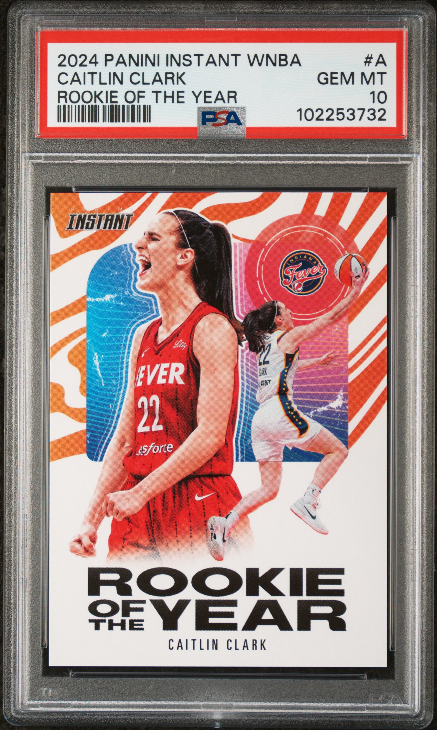 Caitlin Clark 2024 Panini Instant WNBA Caitlin Clark Rookie of the Year #CCROYA RC (PSA 10) at PristineAuction.com Caitlin Clark 2024 Panini Instant WNBA Caitlin Clark Rookie of the Year #CCROYA RC (PSA 10) at PristineAuction.com