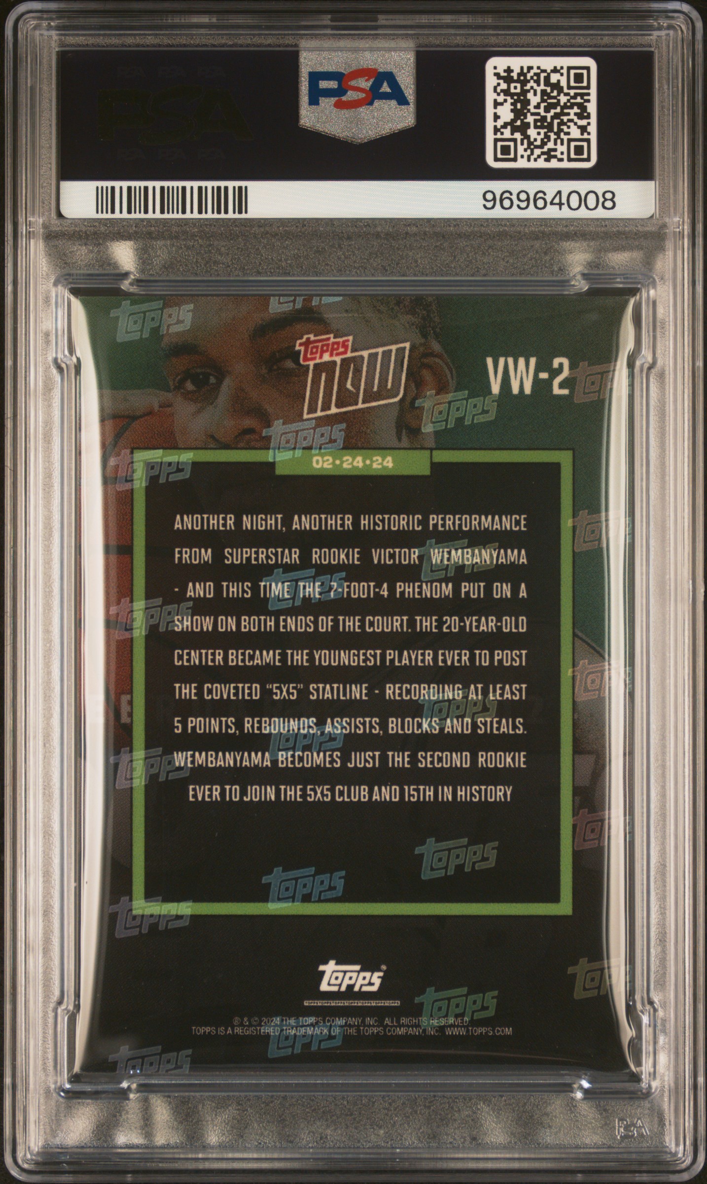 Victor Wembanyama 2023-24 Topps Now Victor Wembanyama #VW2 RC (PSA 10) at PristineAuction.com Victor Wembanyama 2023-24 Topps Now Victor Wembanyama #VW2 RC (PSA 10) at PristineAuction.com