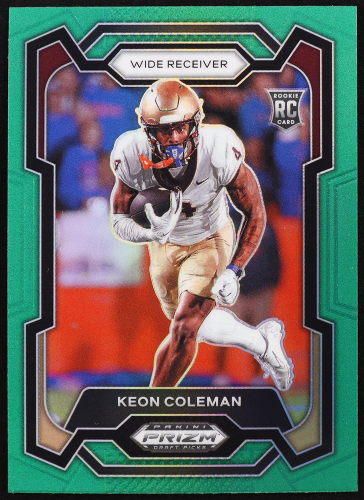 Keon Coleman 2024 Panini Prizm Draft Picks Prizms Green #120 RC at PristineAuction.com Keon Coleman 2024 Panini Prizm Draft Picks Prizms Green #120 RC at PristineAuction.com