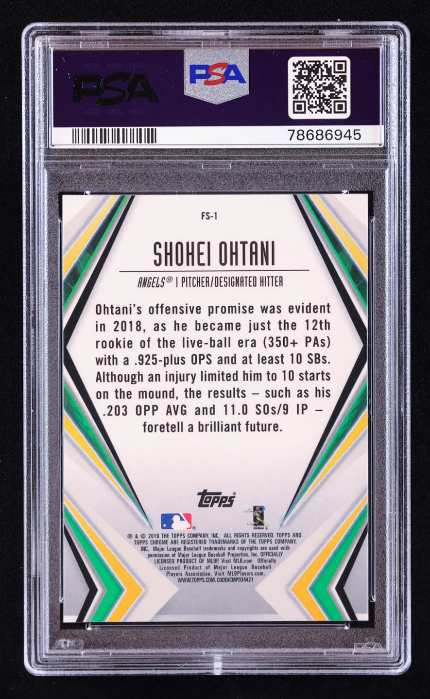 Shohei Ohtani 2019 Topps Chrome Future Stars #FS1 (PSA 9) at PristineAuction.com Shohei Ohtani 2019 Topps Chrome Future Stars #FS1 (PSA 9) at PristineAuction.com