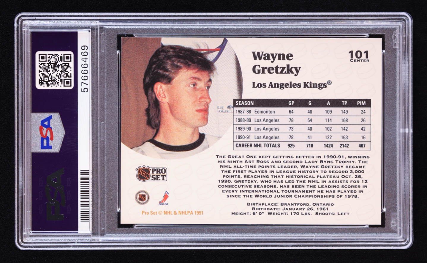 Wayne Gretzky 1991-92 Pro Set #101 (PSA 7) at PristineAuction.com Wayne Gretzky 1991-92 Pro Set #101 (PSA 7) at PristineAuction.com
