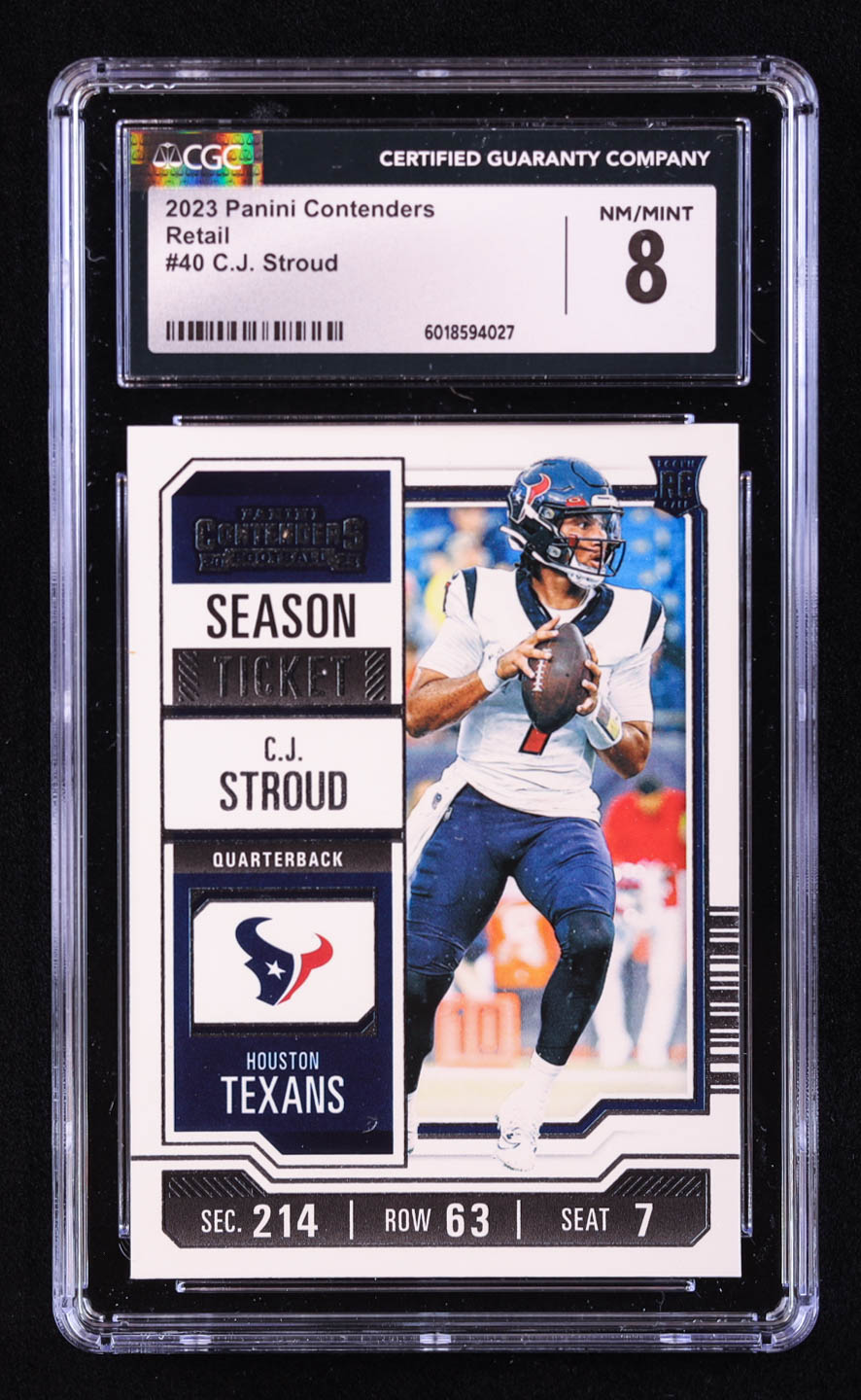 CJ Stroud 2023 Panini Contenders Retail #40 RC (CGC 8) at PristineAuction.com CJ Stroud 2023 Panini Contenders Retail #40 RC (CGC 8) at PristineAuction.com