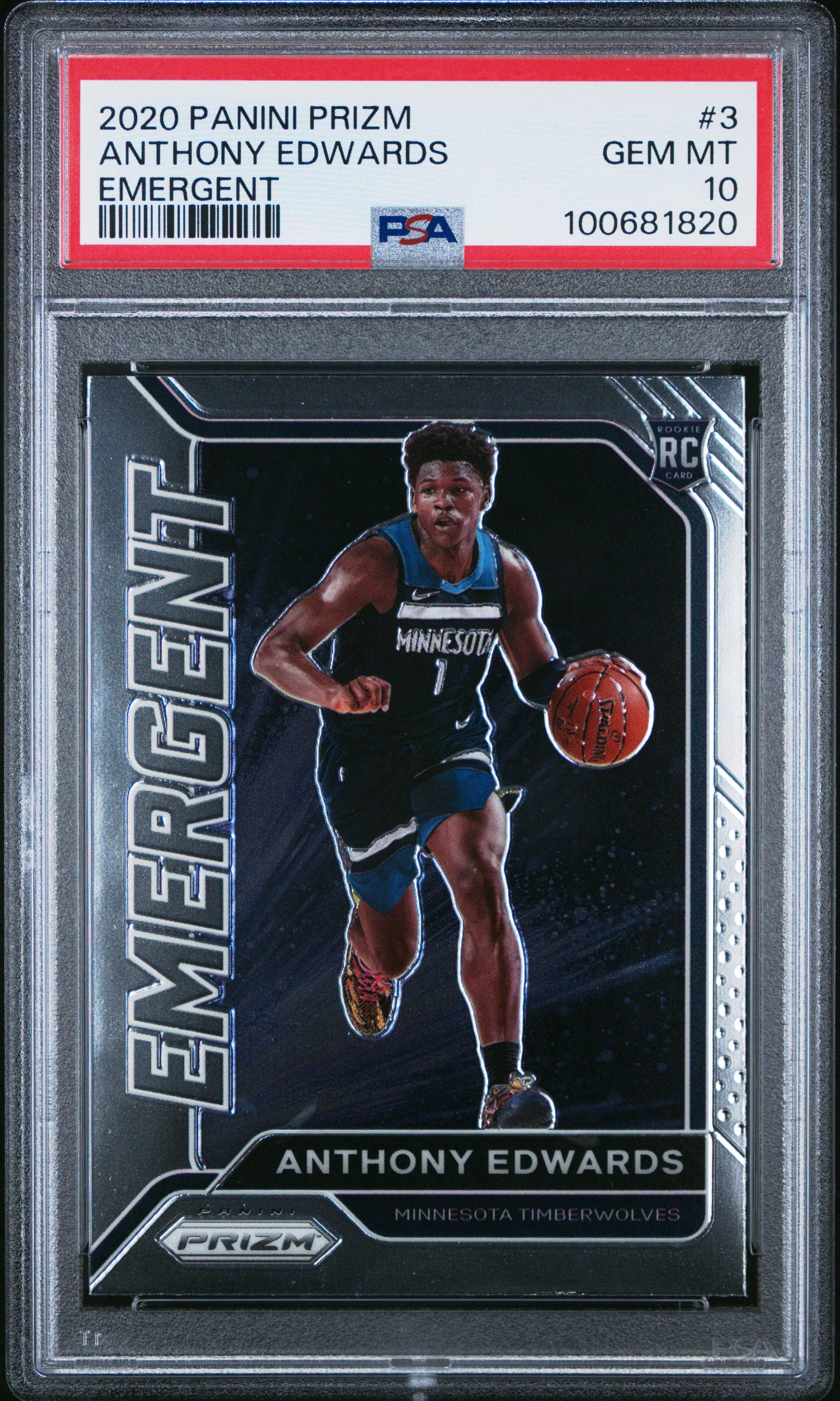 Anthony Edwards 2020-21 Panini Prizm Emergent #3 RC (PSA 10) at PristineAuction.com Anthony Edwards 2020-21 Panini Prizm Emergent #3 RC (PSA 10) at PristineAuction.com