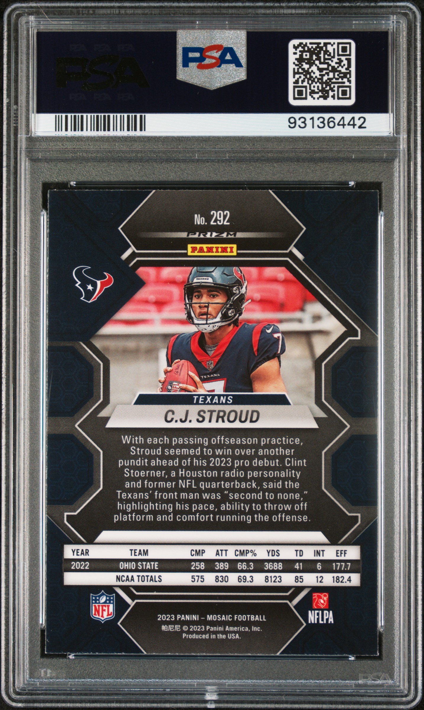 CJ Stroud 2023 Panini Mosaic #292 RC (PSA 10) at PristineAuction.com CJ Stroud 2023 Panini Mosaic #292 RC (PSA 10) at PristineAuction.com