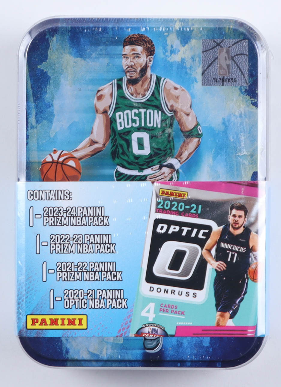 2024 MJ Holdings Basketball Card Tin with (4) Assorted Packs Donruss Optic Panini Prizm at PristineAuction.com 2024 MJ Holdings Basketball Card Tin with (4) Assorted Packs Donruss Optic Panini Prizm at PristineAuction.com