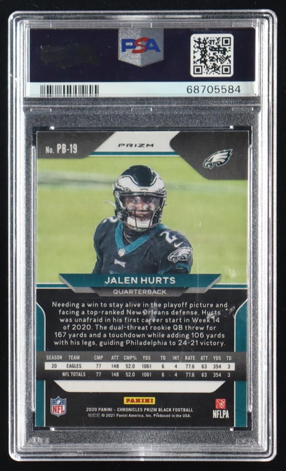 Jalen Hurts 2020 Panini Prizm Black Silver #19 RC (PSA 9) at PristineAuction.com Jalen Hurts 2020 Panini Prizm Black Silver #19 RC (PSA 9) at PristineAuction.com
