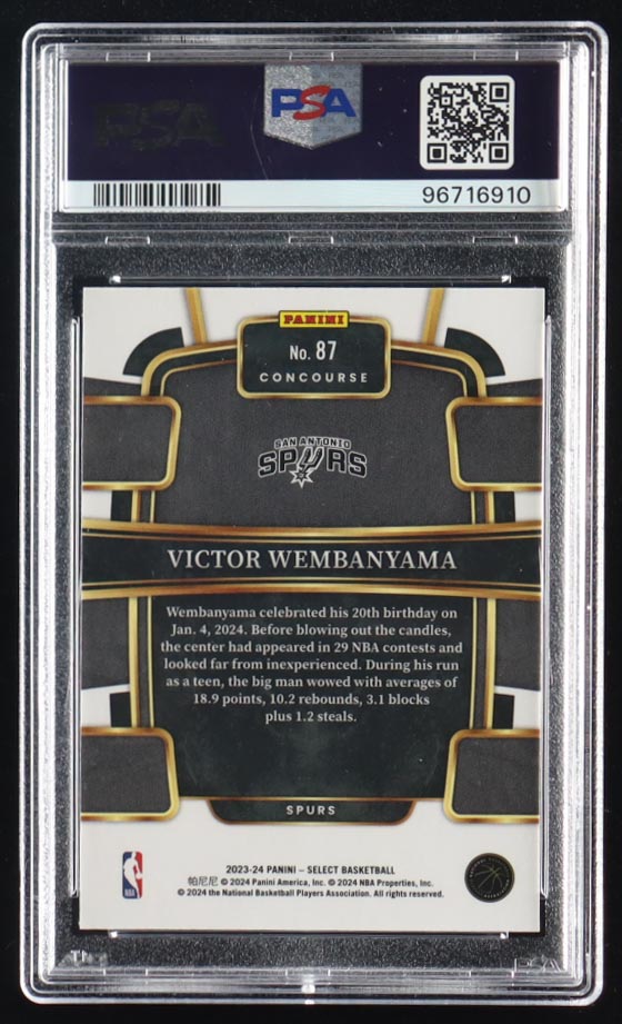 Victor Wembanyama 2023-24 Select Blue #87 RC (PSA 10) at PristineAuction.com Victor Wembanyama 2023-24 Select Blue #87 RC (PSA 10) at PristineAuction.com