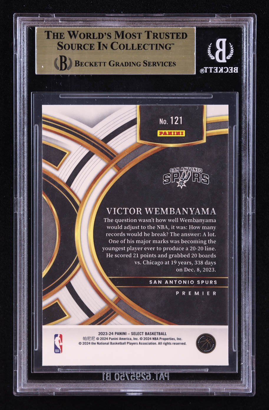 Victor Wembanyama 2023-24 Select Blue #121 RC (BGS 9.5) at PristineAuction.com Victor Wembanyama 2023-24 Select Blue #121 RC (BGS 9.5) at PristineAuction.com