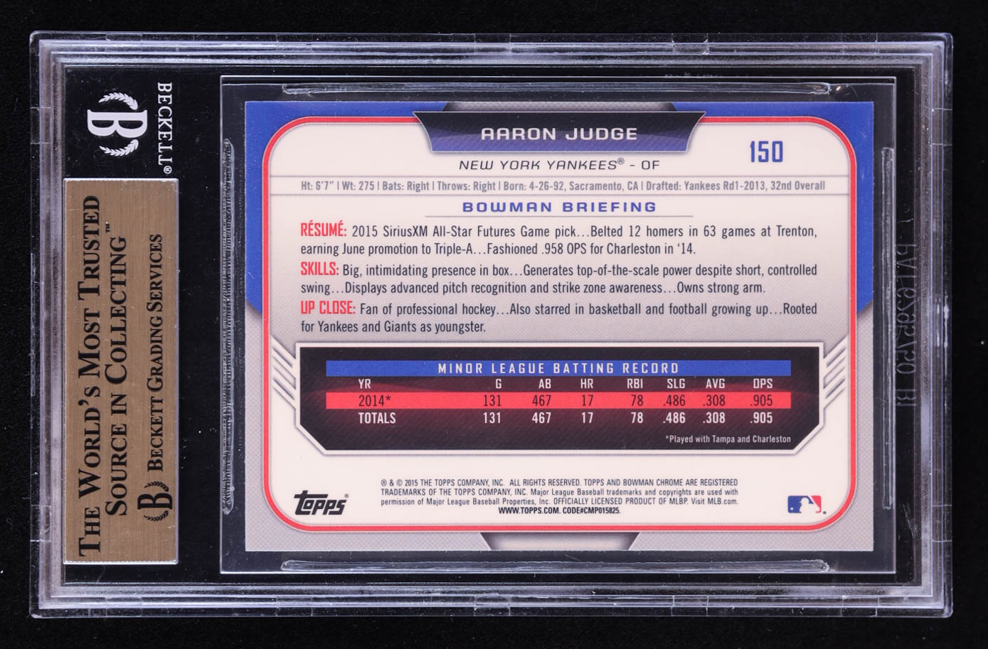Aaron Judge 2015 Bowman Chrome Draft #150 RC (BGS 9.5) at PristineAuction.com Aaron Judge 2015 Bowman Chrome Draft #150 RC (BGS 9.5) at PristineAuction.com