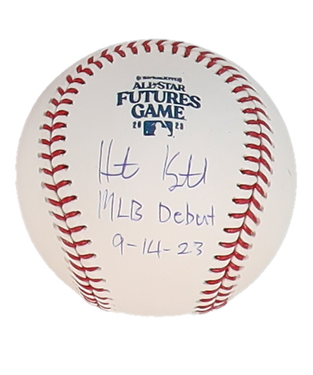 Heston Kjerstad Signed OML 2023 Futures Game Logo Baseball Inscribed "MLB Debut 9-14-23" (Beckett) at PristineAuction.com Heston Kjerstad Signed OML 2023 Futures Game Logo Baseball Inscribed "MLB Debut 9-14-23" (Beckett) at PristineAuction.com