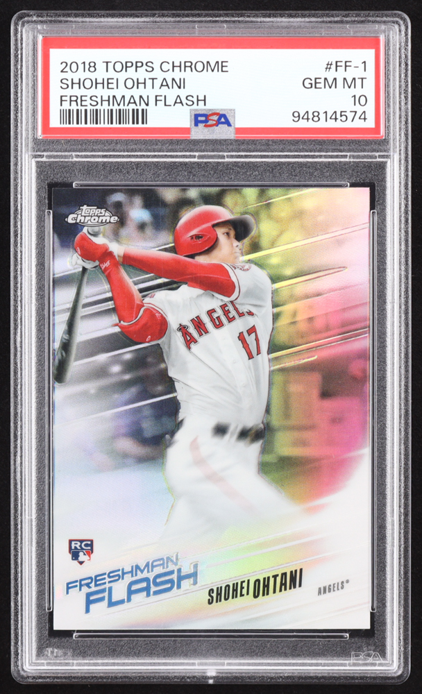 Shohei Ohtani 2018 Topps Chrome Freshman Flash Refractors #FF1 RC (PSA 10) at PristineAuction.com Shohei Ohtani 2018 Topps Chrome Freshman Flash Refractors #FF1 RC (PSA 10) at PristineAuction.com