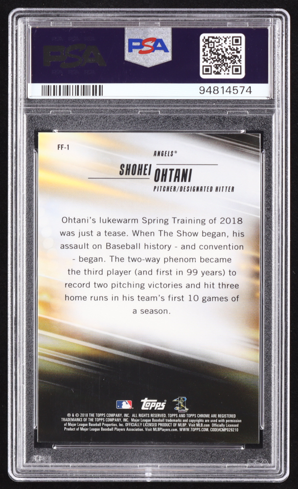 Shohei Ohtani 2018 Topps Chrome Freshman Flash Refractors #FF1 RC (PSA 10) at PristineAuction.com Shohei Ohtani 2018 Topps Chrome Freshman Flash Refractors #FF1 RC (PSA 10) at PristineAuction.com
