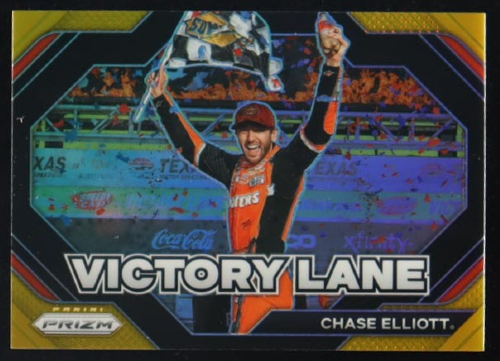Chase Elliott 2024 Panini Prizm Victory Lane Prizms Gold #14 #09/10