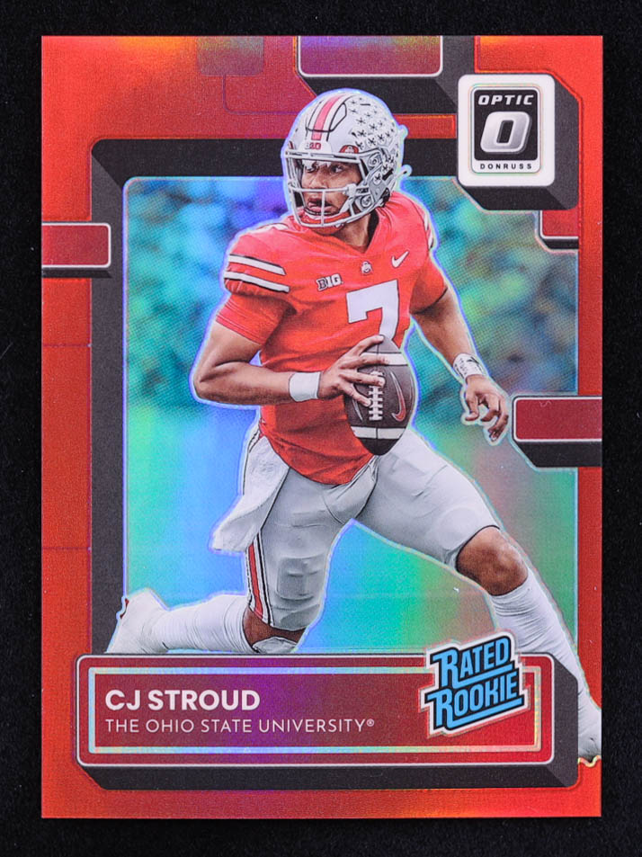 CJ Stroud 2023 Panini Chronicles Draft Picks Donruss Optic Rated Rookies Red #5 RC #031/149 at PristineAuction.com CJ Stroud 2023 Panini Chronicles Draft Picks Donruss Optic Rated Rookies Red #5 RC #031/149 at PristineAuction.com