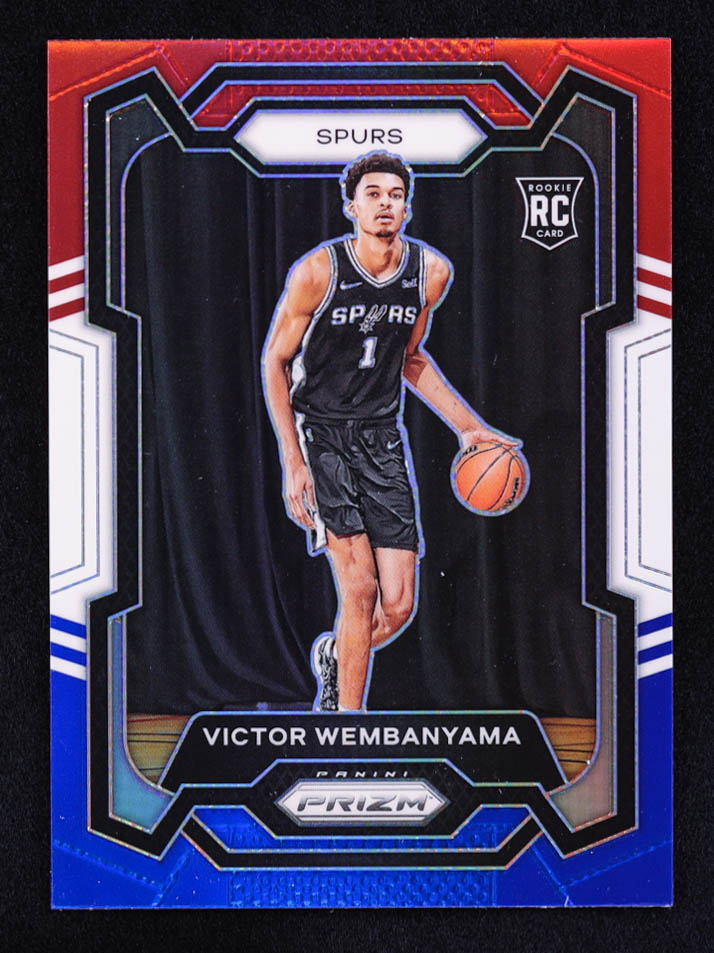Victor Wembanyama 2023-24 Panini Prizm Prizms Red White and Blue #136 RC at PristineAuction.com Victor Wembanyama 2023-24 Panini Prizm Prizms Red White and Blue #136 RC at PristineAuction.com