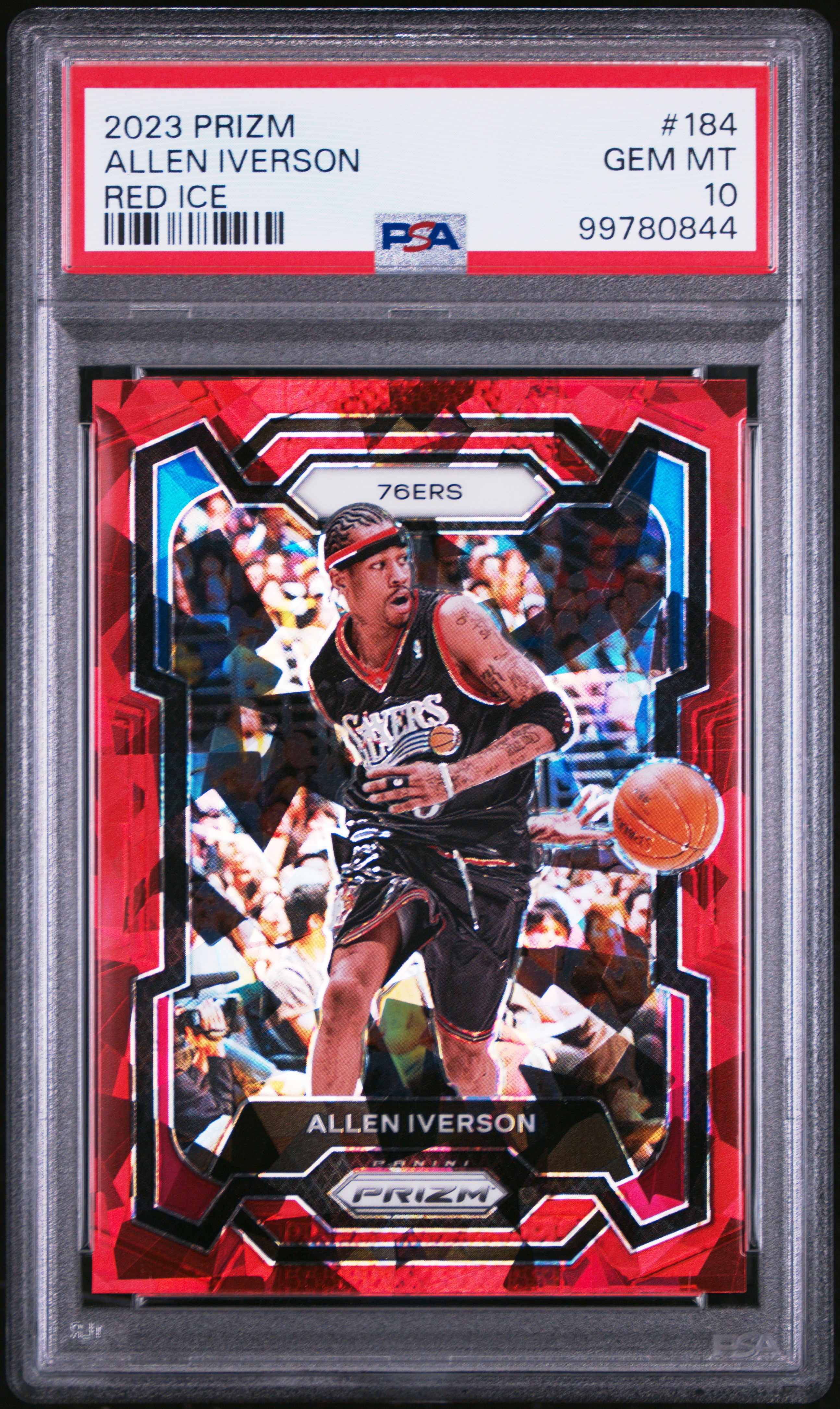 Allen Iverson 2023-24 Panini Prizm Prizms Red Ice #184 (PSA 10) at PristineAuction.com Allen Iverson 2023-24 Panini Prizm Prizms Red Ice #184 (PSA 10) at PristineAuction.com